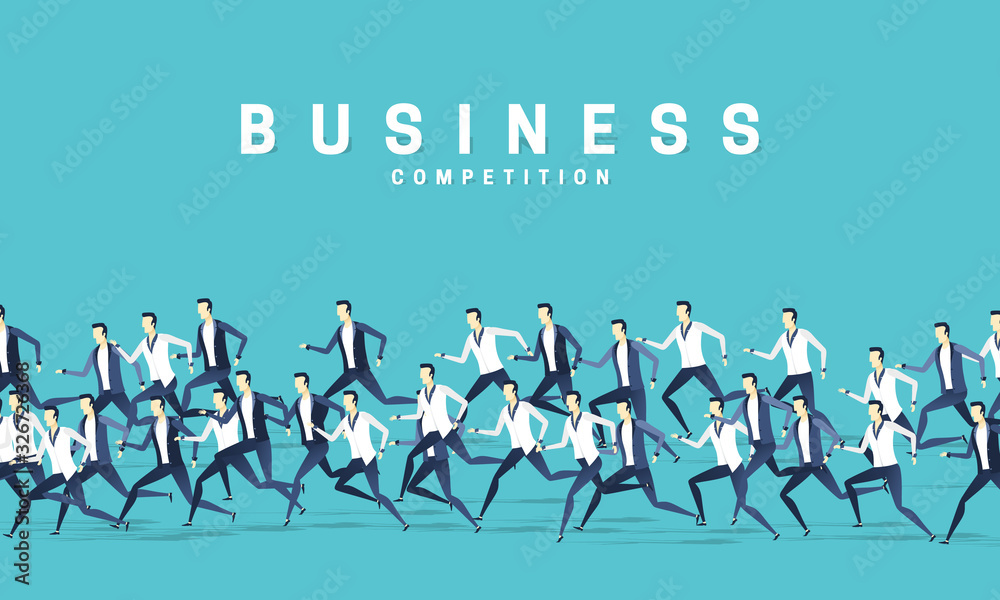 Lot of business people are moving in one direction, design in a flat style. People men vector