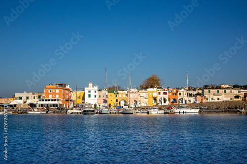 Procida (Italy) - Chiaiolella bay with its colored houses is a tourists attraction