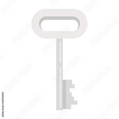 Silver Key flat illustration. Vector Silver Key in flat style isolated on white background. Element for web, game and advertising
