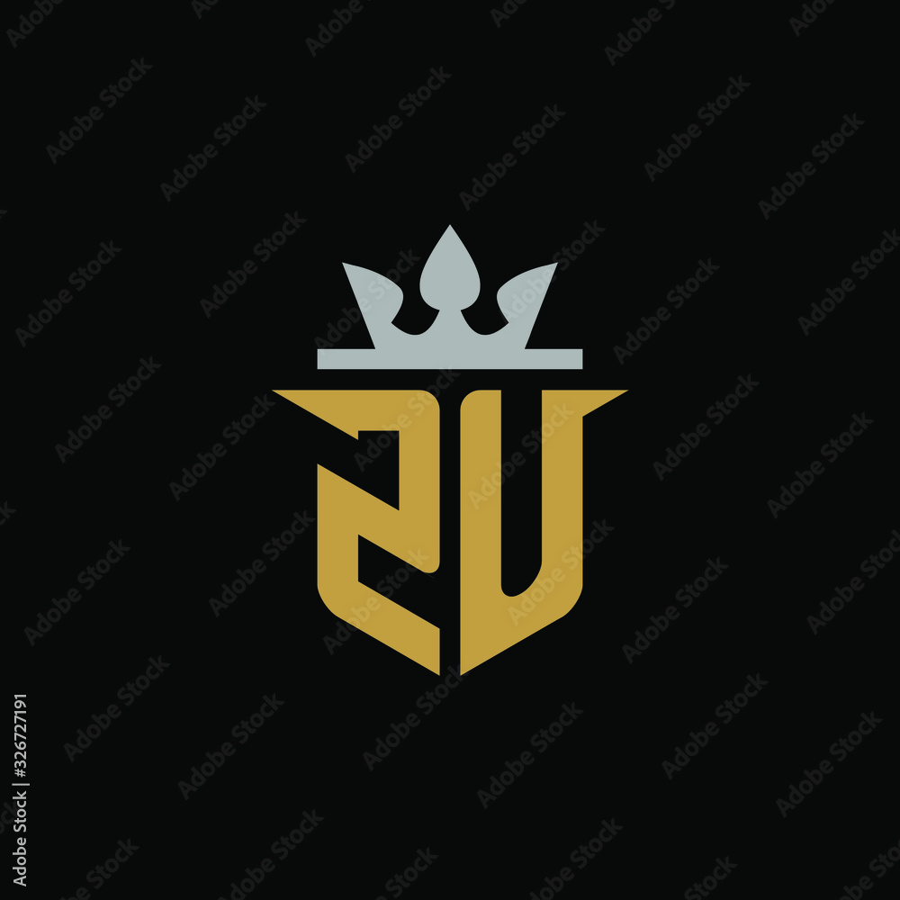 Initial Letter ZU with Shield King Logo Design Initial Letter ZU with Shield King Logo Design