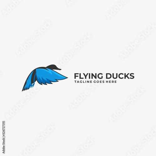 Vector Logo Illustration Duck Flying Line Art Style