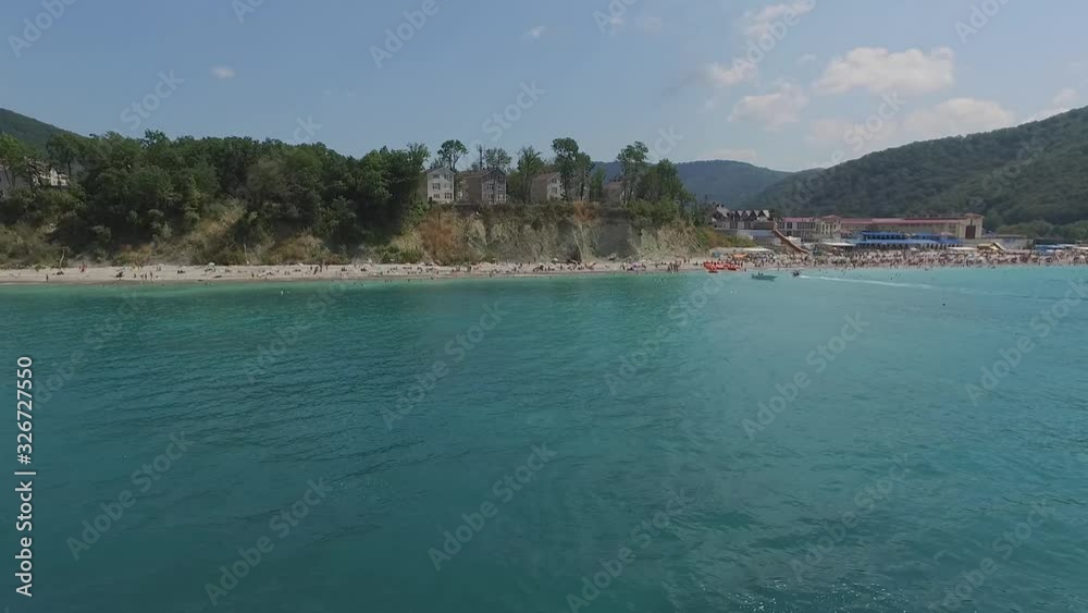 Extreme sea tubing. The boat drags extreme athletes. Beautiful shots