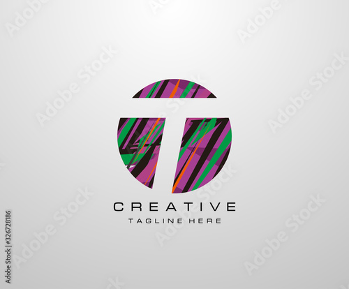 Letter T Logo. Abstract T letter design, made of various colorful strip shapes in color. Free Download Letter T Logo. Abstract T letter design, made of various colorful strip shapes in color. - GFXLoad