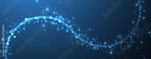 Abstract vector background, scientific direction, with glowing circles and chaotic spots on it.