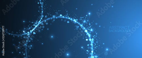Abstract vector background, scientific direction, with glowing circles and chaotic spots on it. photo