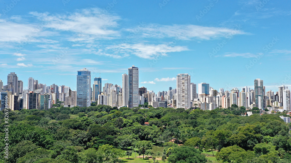 Aerial view of a tropical forest in Goiania city, Goias State, Brazil 