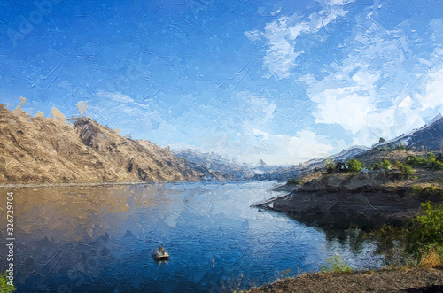 Impressionistic Style Artwork of Early Dawn Breaking in the Heart of Hells Canyon