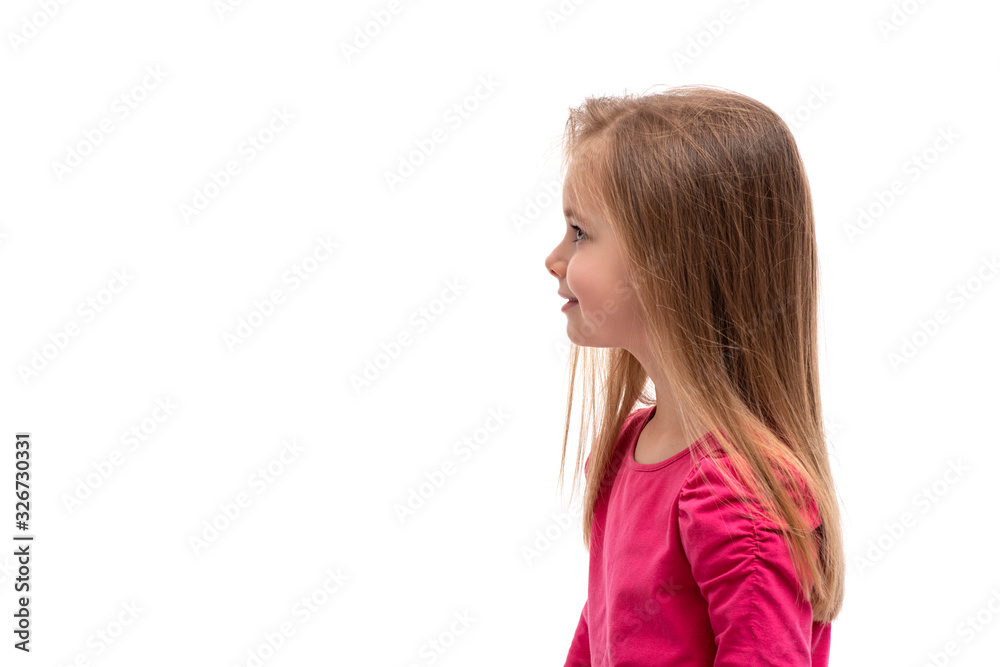 Shot of a cute smiling girl with long blonde hair and blue eyes, isolated Shot of a cute smiling girl with long blonde hair and blue eyes, isolated