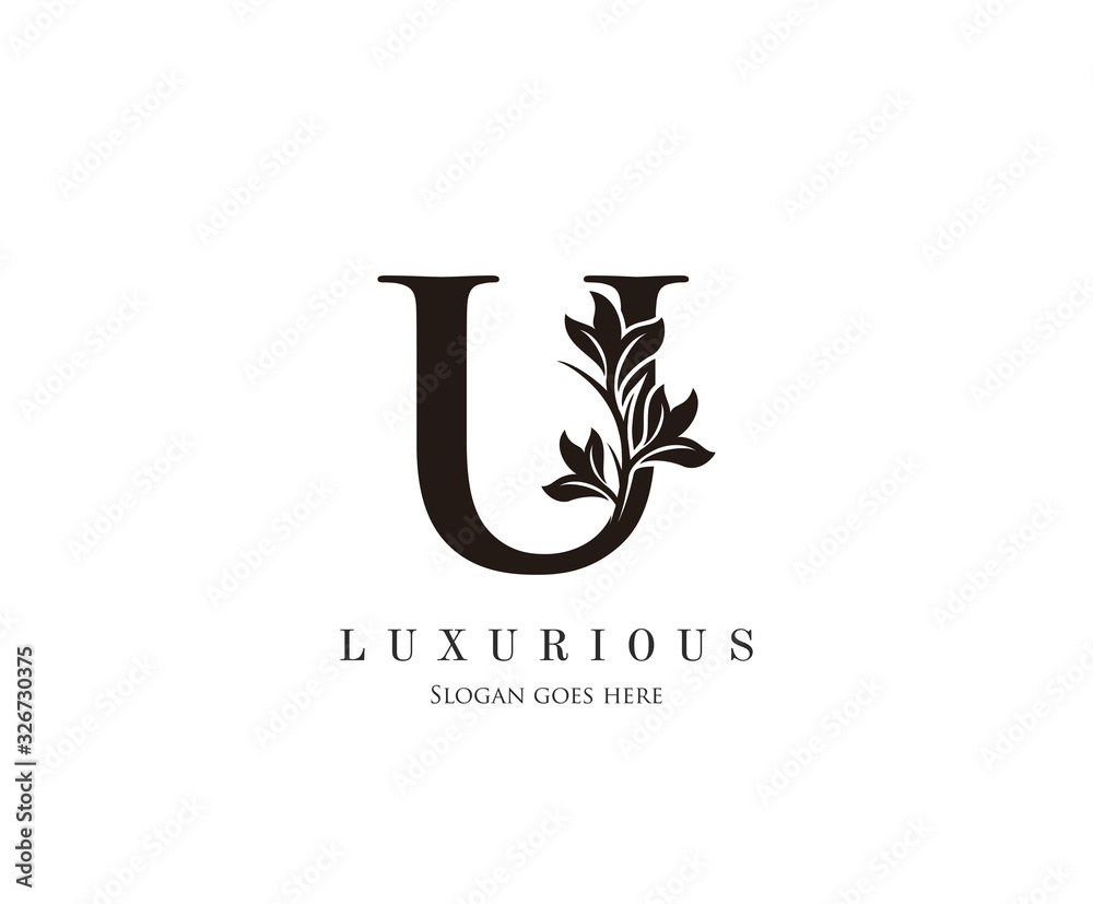Initial U letter luxury beauty flourishes ornament monogram logo Initial U letter luxury beauty flourishes ornament monogram logo
