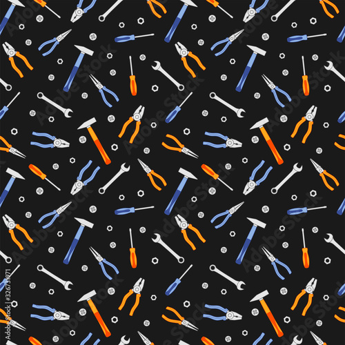 Working tools for repair and construction. Vector seamless pattern for construction store, repair tool store, repair center, printing on packaging, fabric, textile. Design for construction concept