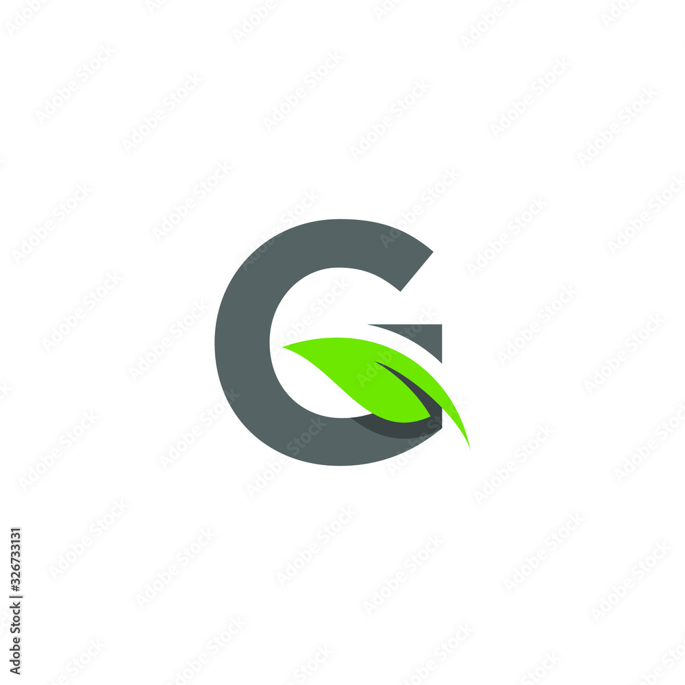 Initial Letter G with Leaf Logo Design Stock Vector | Adobe Stock
