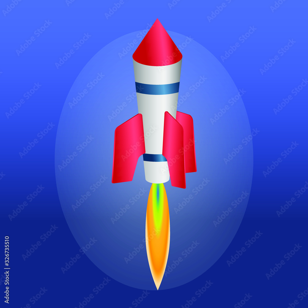 Space rocket fire up in the sky vector icon. Space rocket fire up in the sky vector icon.
