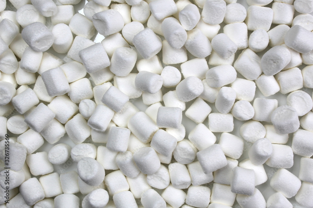 Texture of white little tasty soft marshmallows Texture of white little tasty soft marshmallows