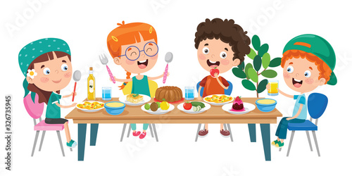 Little Children Eating Healthy Food