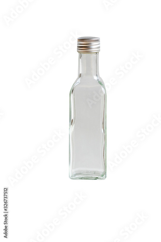 Wallpaper Mural close up of glass bottle container for liquid or water isolated on white background with clipping path. Torontodigital.ca