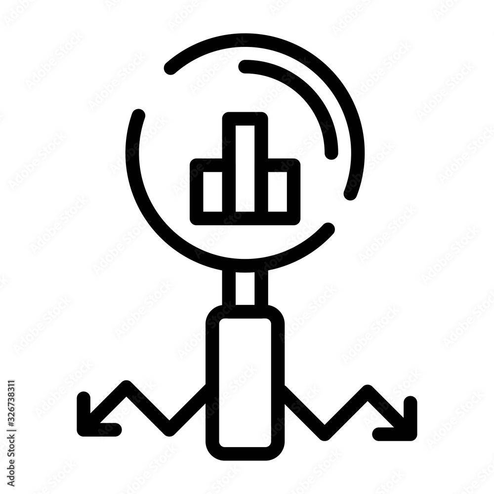 Search graph icon. Analytics chart under magnifying glass illustration for perfect mobile and web concept. Research sign. Search graph icon. Analytics chart under magnifying glass illustration for perfect mobile and web concept. Research sign.