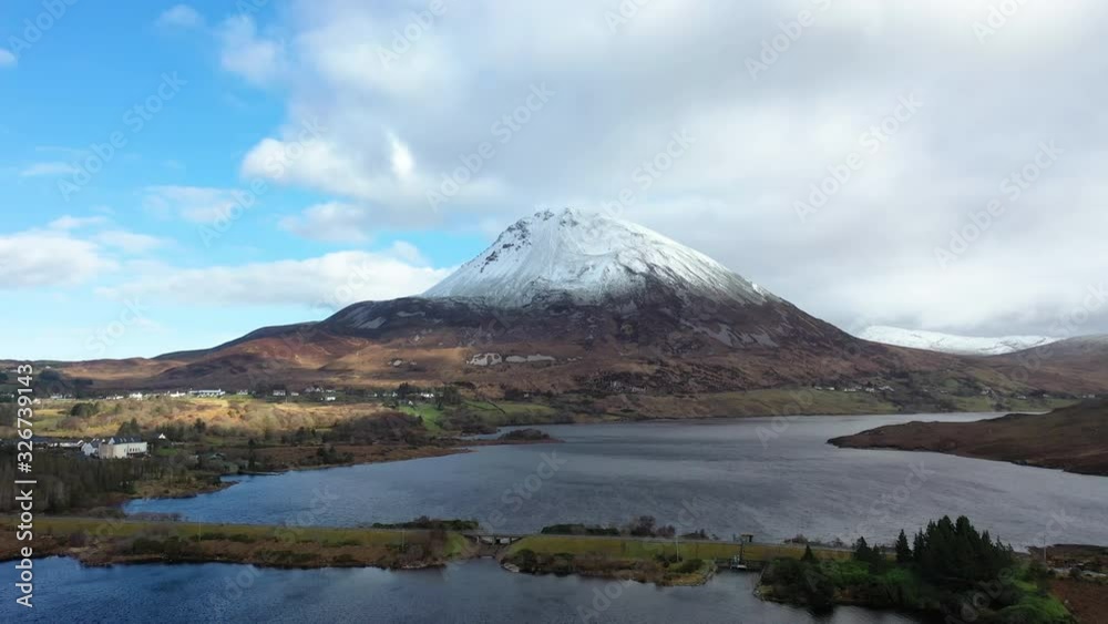 Aerial view of Mount Errigal, the highest mountain in Donegal - Ireland
