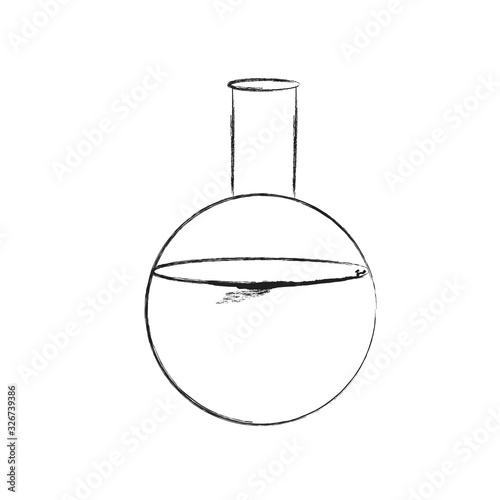 flask with blue liquid isolated on white background