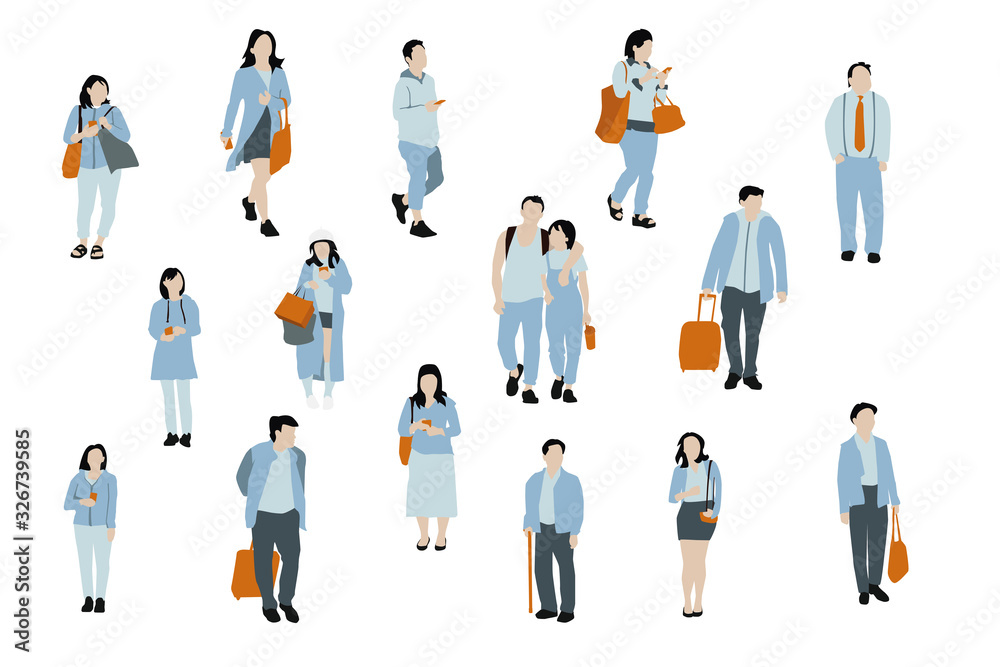 many people illustration vector graphic set