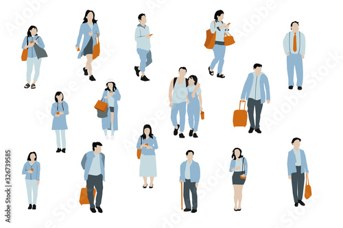 many people illustration vector graphic set