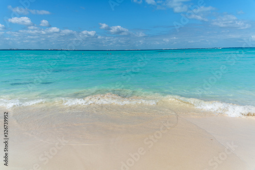 Beautiful view of turquoise water Tulum beach Mexico North America