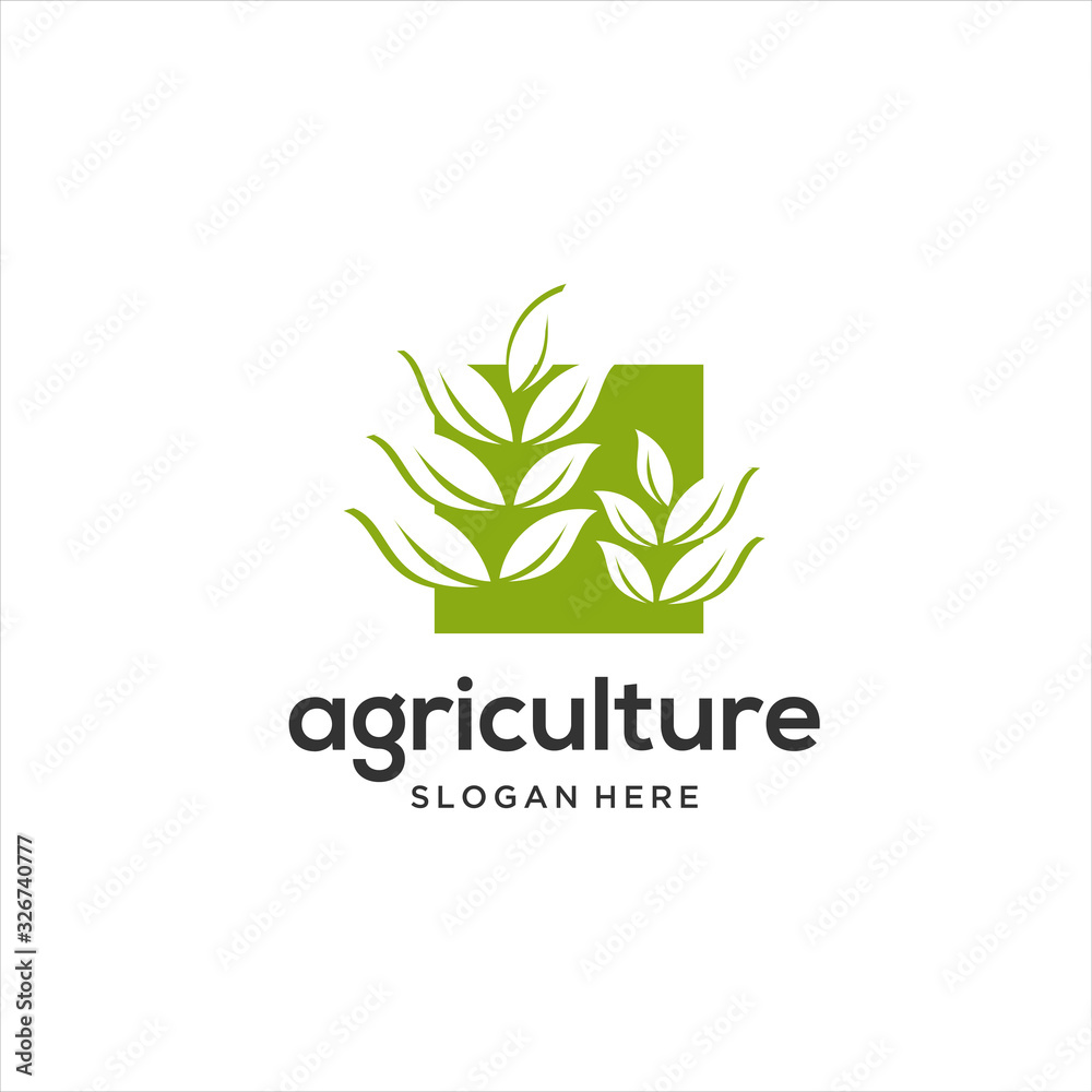 vector logo design illustration of agriculture business, tractor farm, soil farm, crop field, pasture, milk, barn, Emblem, Design Concept, Creative Symbol, Icon.  M