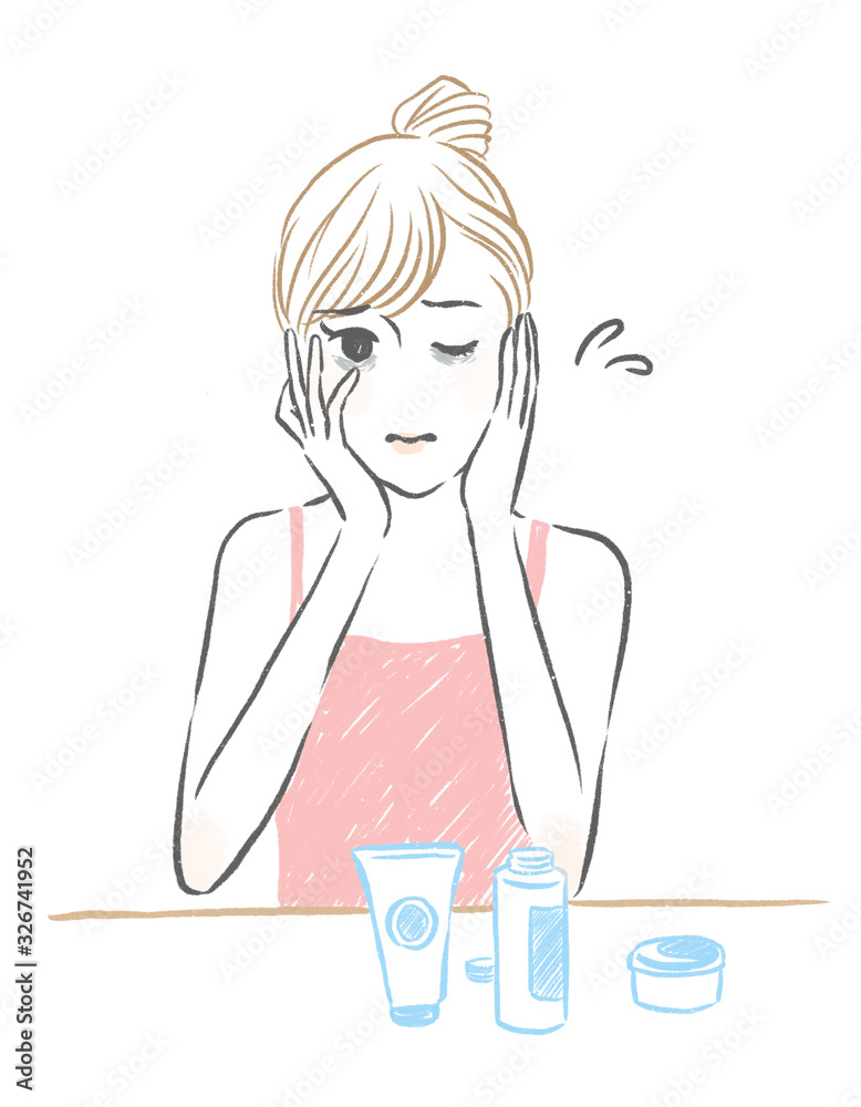 illustration of lady doing skin care illustration of lady doing skin care