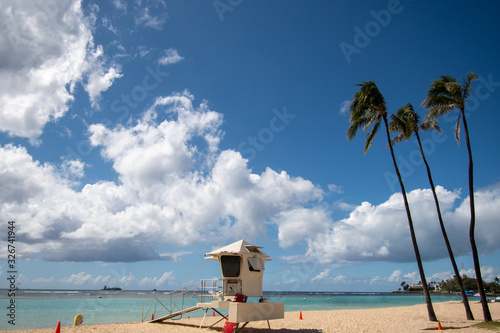  Lifeguards observation post at Ala Moana beach in Oahu Hawaii photo