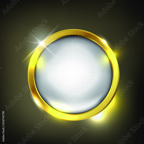 Button circle web glossy  Gold