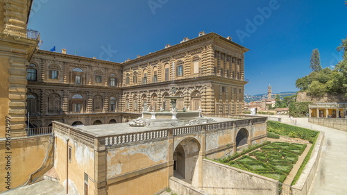 View of Boboli Garden with the back facade of Palazzo Pitti timelapse