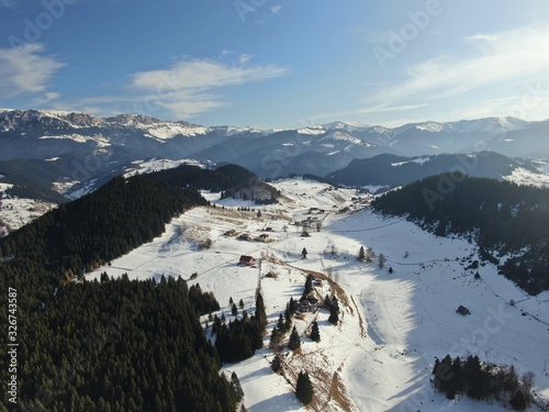 Romanian mountains covered in snow ( Cheile Gradistei )  photo