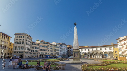View of Public Square of Santa Maria Novella timelapse  - one of the more important public squares in Florence.