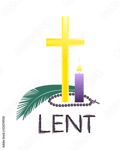 Religious Lent symbols flat vector background