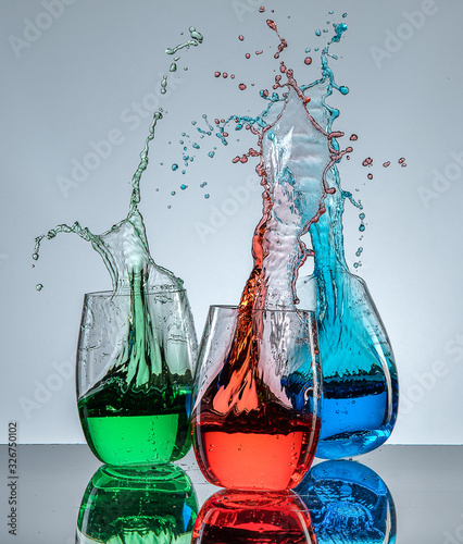 Water splash in glasses 