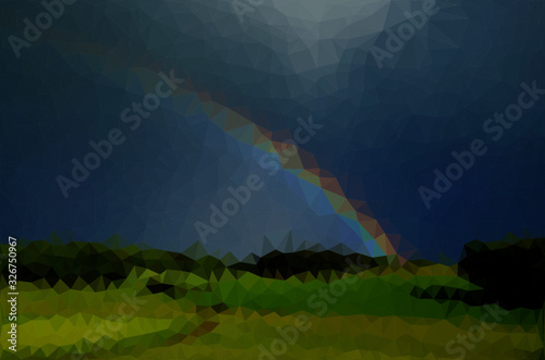 lowpoly rainbow in the mountains abstract colorful background