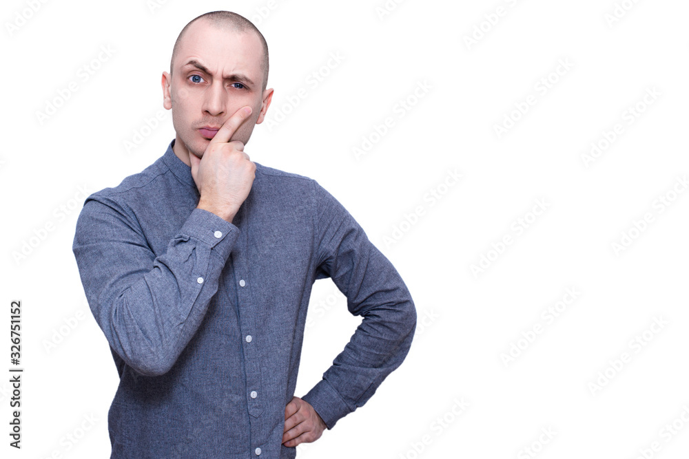 Man with blue eyes making a choice Man with blue eyes making a choice