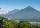 acatenango volcano withits two peaks left and Fuego volcanoe right, volcanoes from Guatemala