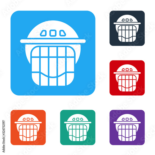 Photography White Hockey helmet icon isolated on white background