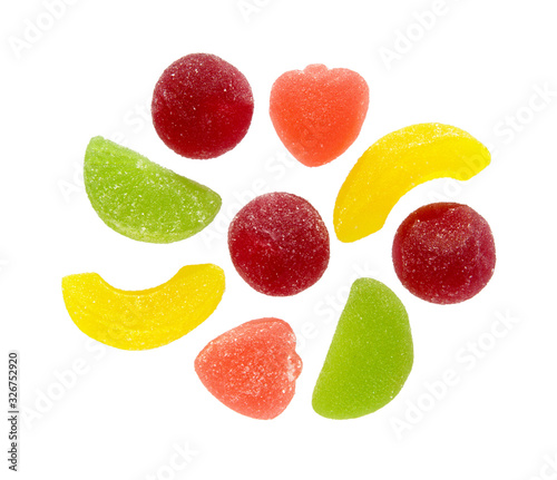 Jelly candies  isolated. Fruit jellies bonbon. photo