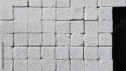 Stop motion animation of sugar cubes for food background