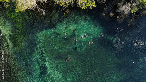 Divers in the river in Bonito state of Mato Grosso