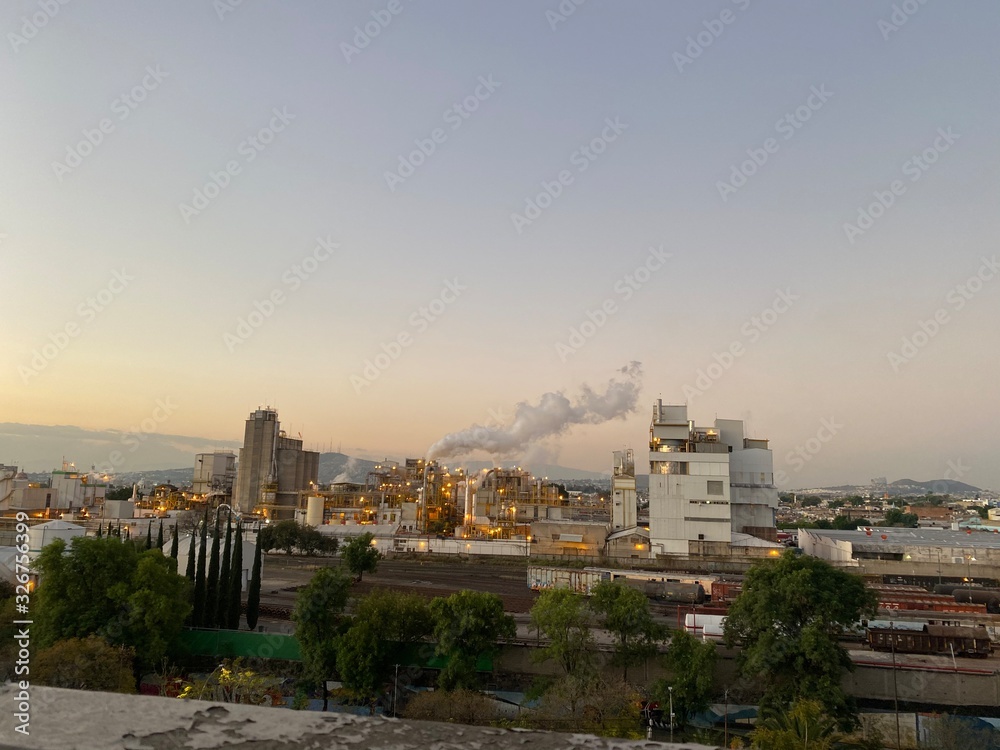 Obraz premium factory day city rail