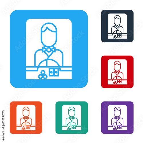 White Casino dealer icon isolated on white background. Casino croupier. Set icons in color square buttons. Vector Illustration