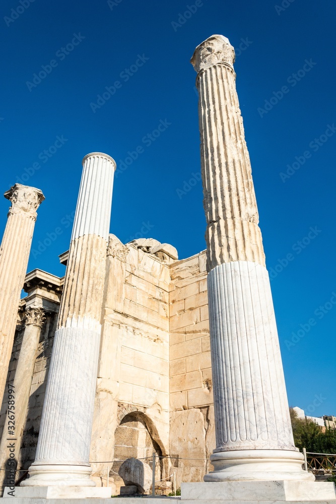 Columns of the ruined Library of Hadrian in Athens, Greece. Columns of the ruined Library of Hadrian in Athens, Greece.