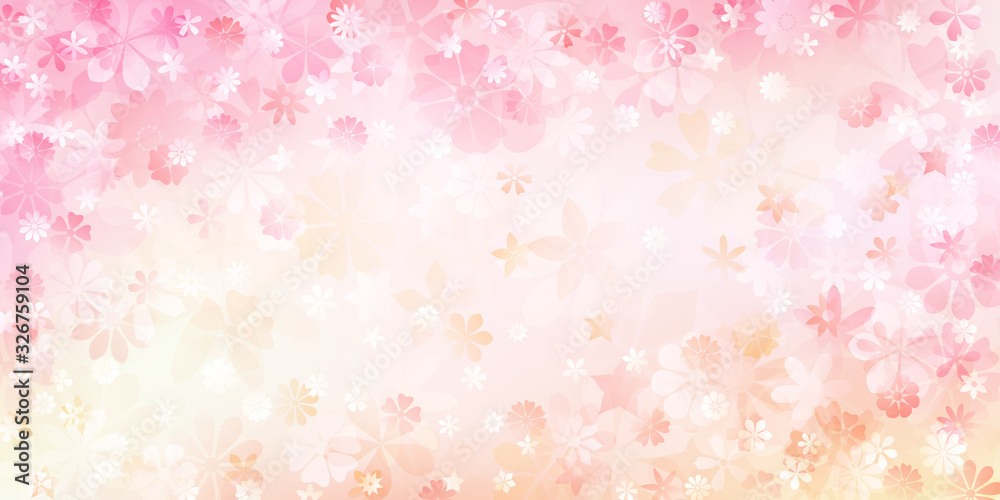 Spring background of various flowers in pink and peach colors Spring background of various flowers in pink and peach colors