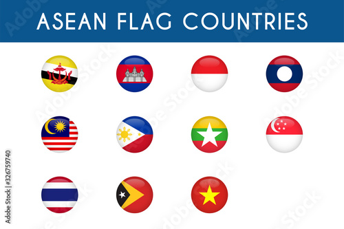Set of  South East Asia Flag Round 3d © Tendofyan