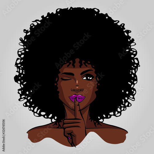 Black girl with curls - VECTOR