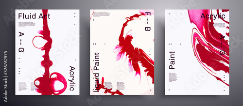 Abstract vector banner, texture set of fluid art covers. Trendy background that applicable for design cover, poster, brochure and etc. Pink, red and white universal trendy painting backdrop