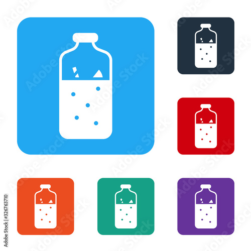 White Mulled wine with ingredients icon isolated on white background. Cinnamon stick, clove, lemon slice. Set icons in color square buttons. Vector Illustration