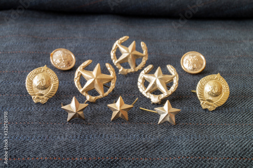 Set of the stars and allegories for military form photo